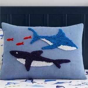 Pottery Barn Kids Candlewick Sharks Pillow Sham Standard Twin Size